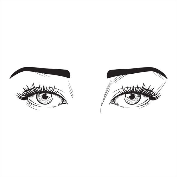Frau Augen Vektor Illustration Hand gezeichnet schwarze Linien auf weißem i - Vektor, Bild
