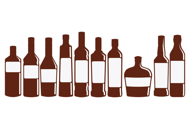 Набір глянцевих пляшок вина
 - Вектор, зображення