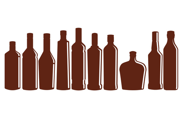 Set von glänzenden Weinflaschen - Vektor, Bild