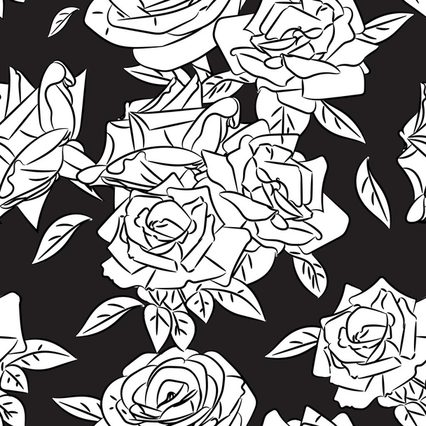Rose blooms seamless pattern - Vector, Imagen