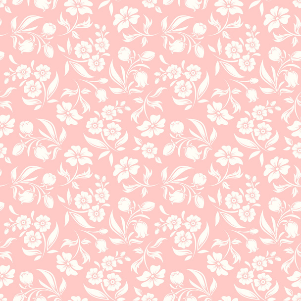 Seamless pink and white floral pattern. Vector illustration. - Vector, Imagen