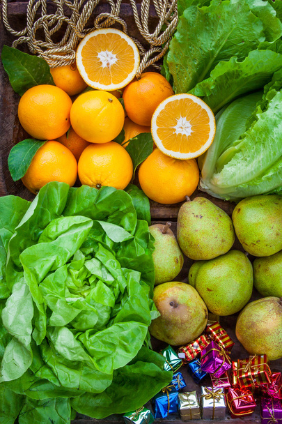 Élelmiszer konyha zöldségek és a gyümölcsök összetétele, összetevője a táplálkozás - Fotó, kép
