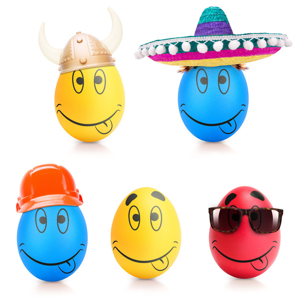 Concept of Easter egg with emotions faces isolated - Fotoğraf, Görsel