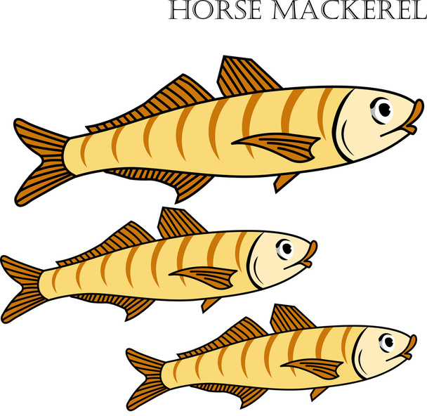 Horse mackerel fish color cartoon vector illustration. - Vector, Image