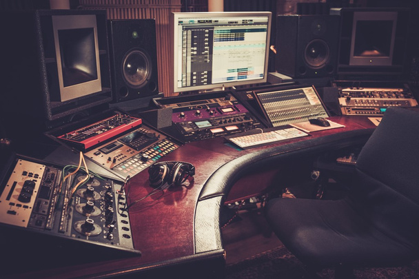 boutique recording studio control desk. - Photo, Image