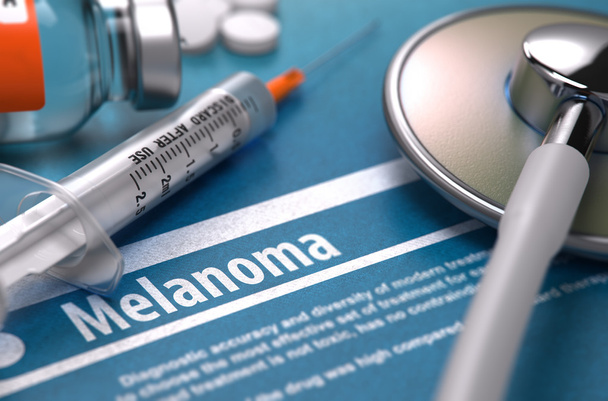 Melanoma. Diagnosis on Blue Background. - Fotoğraf, Görsel