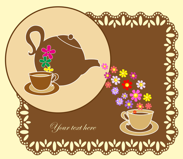 tarjeta de la hora del té lindo. ilustración vectorial
 - Vector, Imagen