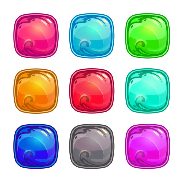 Colorful square buttons set - Vector, Image