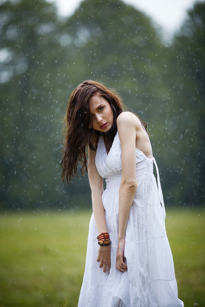 beautiful girl under rain - Фото, зображення