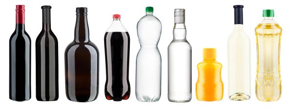 verschiedene Flaschen auf weißem Hintergrund - Foto, Bild