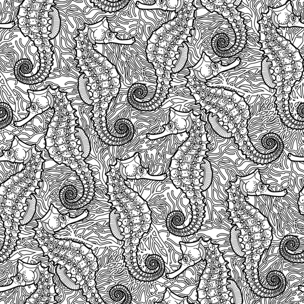 Gráfico Leafy Seadragon patrón sin costuras
 - Vector, imagen