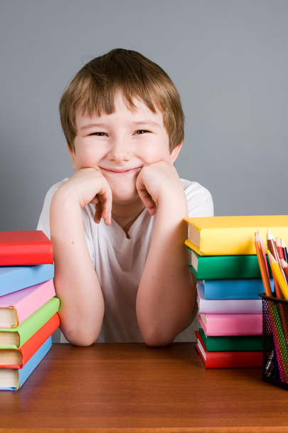 Boy with books - Valokuva, kuva