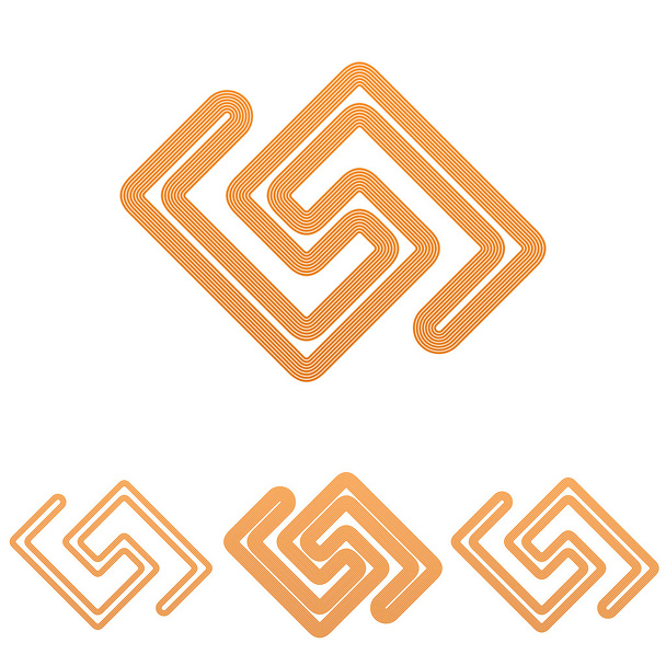Orange line research logo design set - Vector, Image