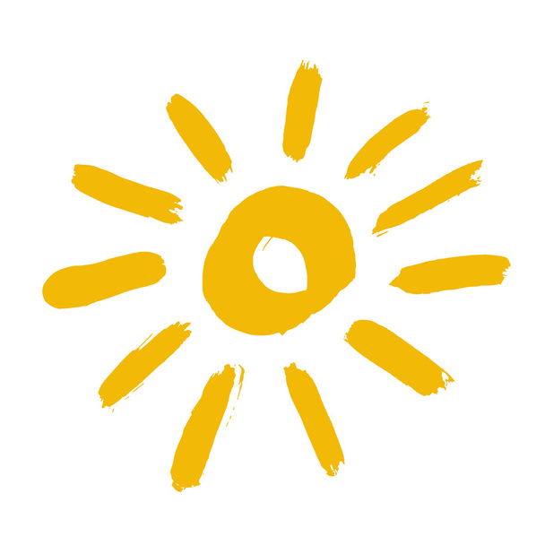Painted Yellow Sun Icon - Vector, Image