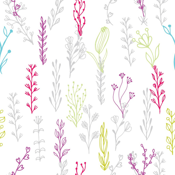 Abstract floral seamless pattern with branches and flowers - ベクター画像