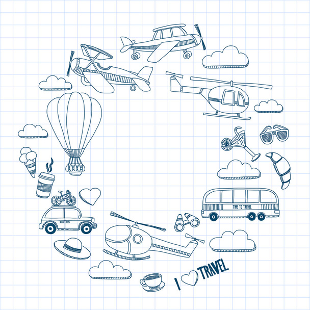 Hand drawn images Travel and transportation - Vector, Image
