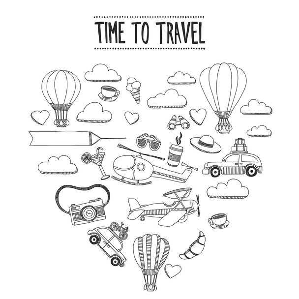 Hand drawn images Travel and transportation - Vector, afbeelding