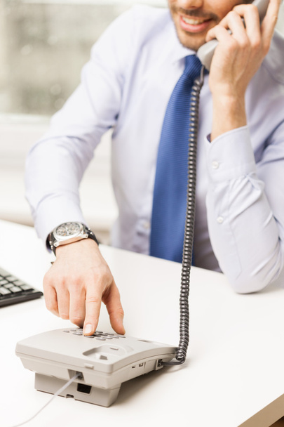 businessman dialing number and calling on phone - Photo, Image
