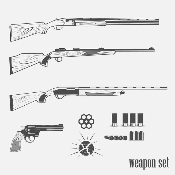 ensemble d'armes de pistolets, fusils, une carabine et des cartouches
 - Vecteur, image