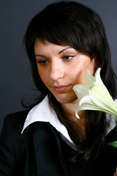 Beautiful girl with lily - Фото, зображення