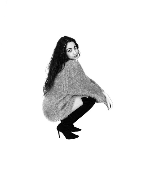 Young Sexy Woman Wearing Long Knee Boots and a Jumper - Photo, Image