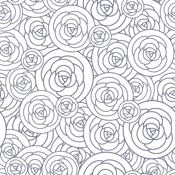 Vector seamless pattern with outline decorative roses. Beautiful floral background, stylish abstract flowers. - Vector, Image