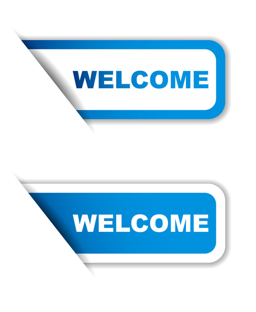 autocollants papier vectoriel ensemble bleu bienvenue
 - Vecteur, image