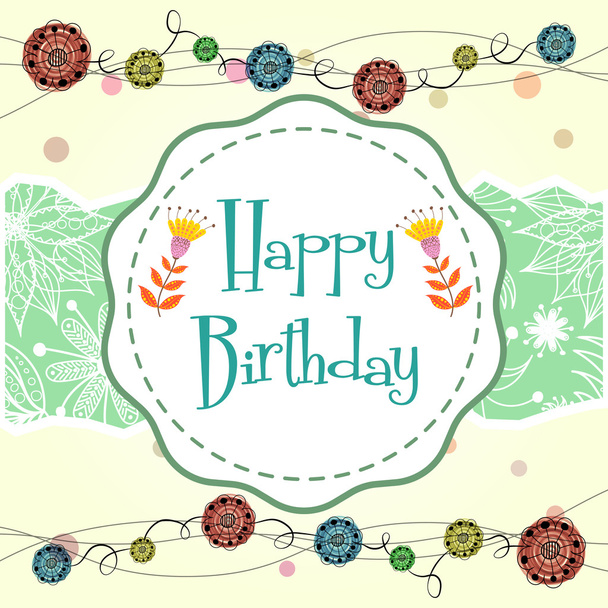Vector illustration of happy birthday colorful card - Vector, imagen