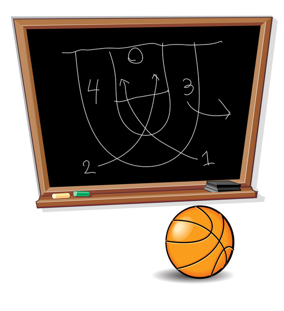 Basketball and Black Board - Vector, Image