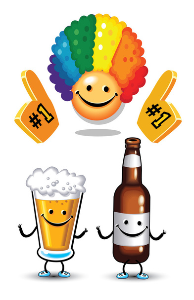 Cerveza y Deportes Número Uno Dedo
 - Vector, Imagen