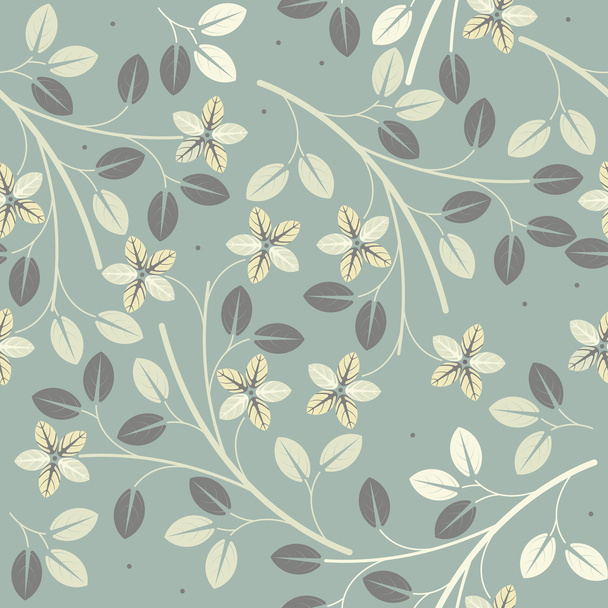 Cute seamless pattern with decorative flowers and leaves - ベクター画像