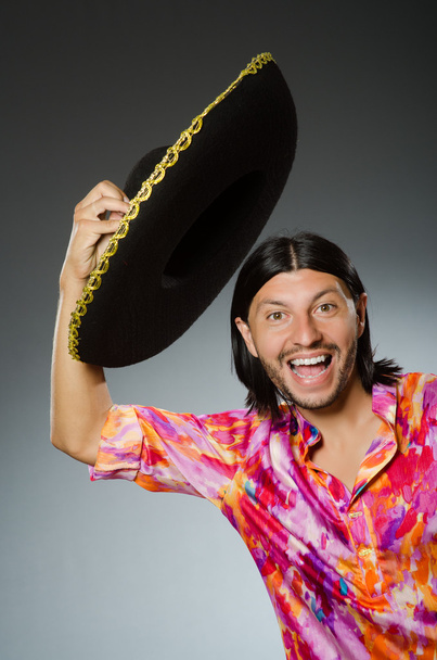 Young mexican man wearing sombrero - Photo, Image
