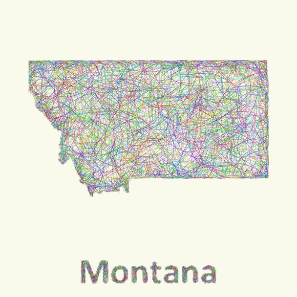 Montana linha de arte mapa
 - Vetor, Imagem