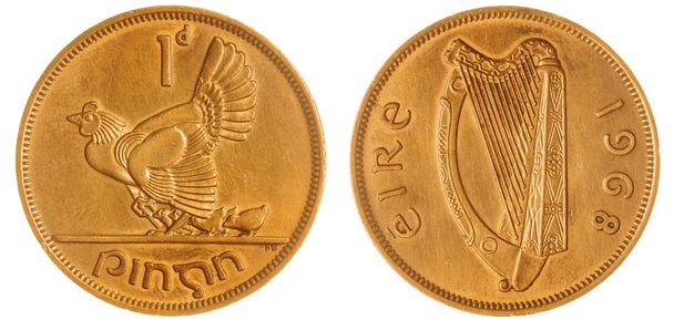 1 пенні 1968 монета ізольовані на білому тлі, Сполучені Штати Америки  - Фото, зображення