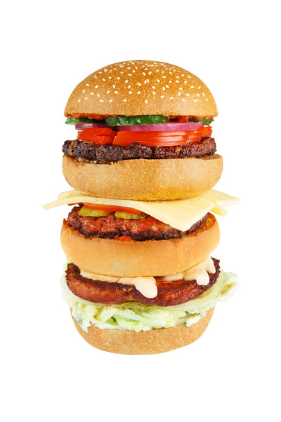 Smaczny hamburger duży na białym tle w tle - Zdjęcie, obraz