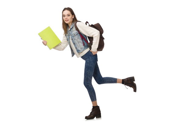 Hezký student drží učebnice izolované na bílém - Fotografie, Obrázek