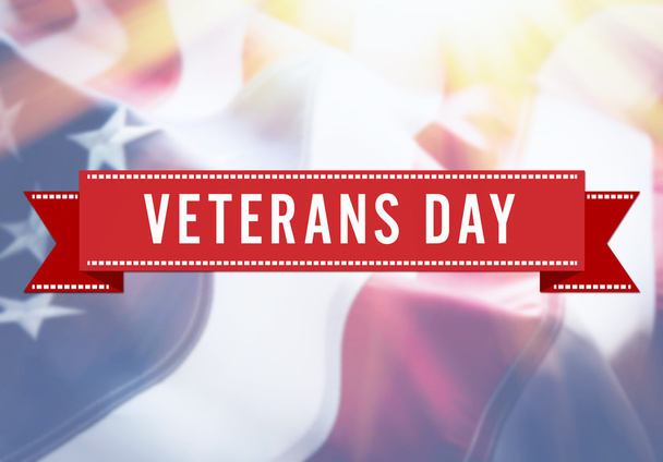 Veterans Day sign on USA flag background - Foto, imagen