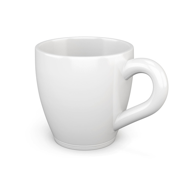 Біла чашка ізольована на білому тлі. 3D візуалізація
 - Фото, зображення
