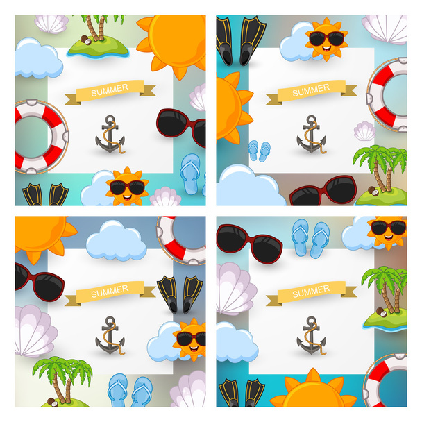 build a summer theme with background sticker - Wektor, obraz