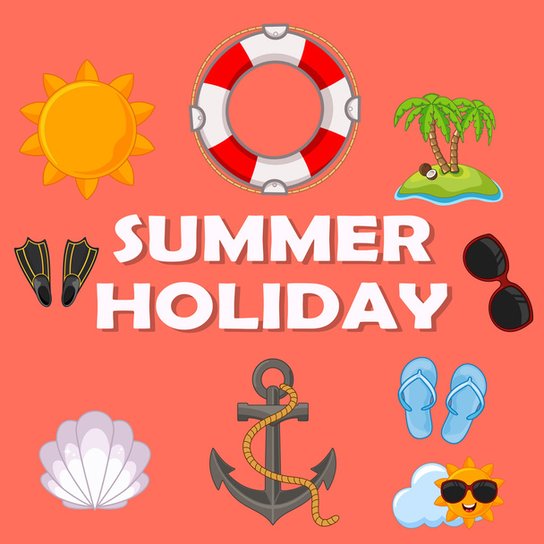 build a summer theme with background sticker - Vector, imagen