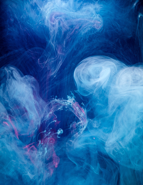 Kouřově modrý a růžový inkoust v pohybu - Fotografie, Obrázek