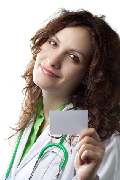 Ärztin mit Visitenkarte - Foto, Bild