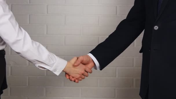 ビジネスマンやビジネスウーマン握手の clouse アップ - 映像、動画