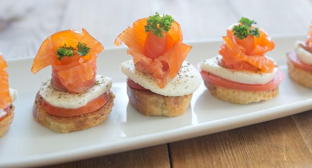 canapes with red fish - Photo, Image