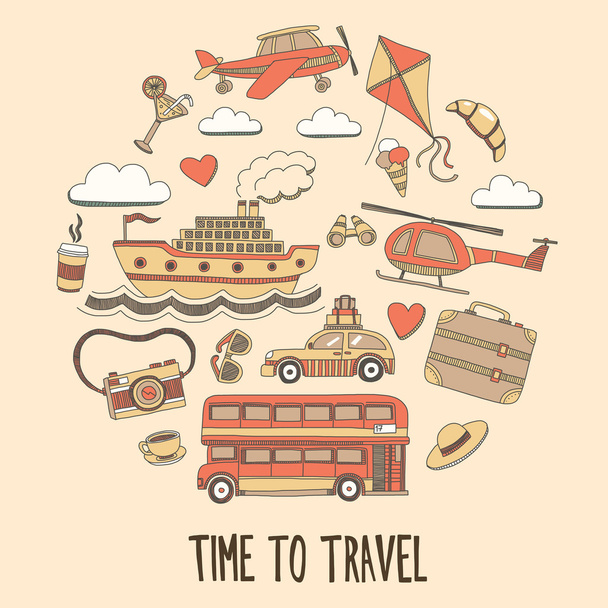 Hand drawn images Travel and transportation - Vector, Image