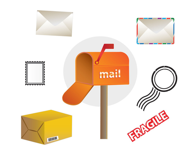 post office and mailbox vector illustrations - Vector, Image