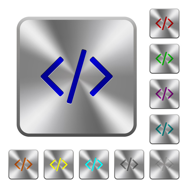 スチールのプログラミング コード ボタン - ベクター画像