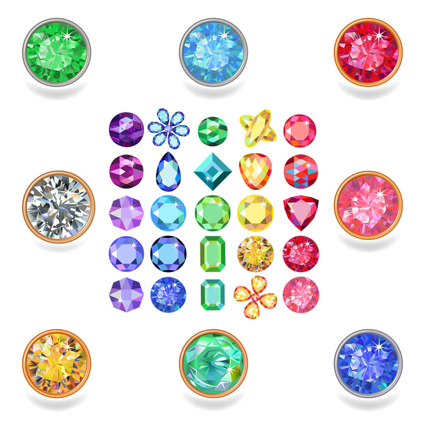 Popular colored gems cuts - Vector, Image