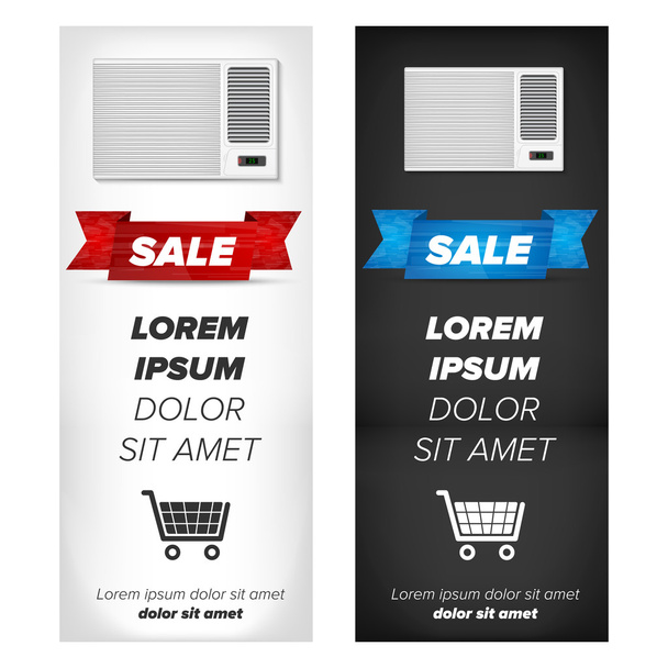 Vertical banners with airconditioner - Vector, Image