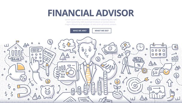 Financial Advisor Doodle Concept - Vector, Image